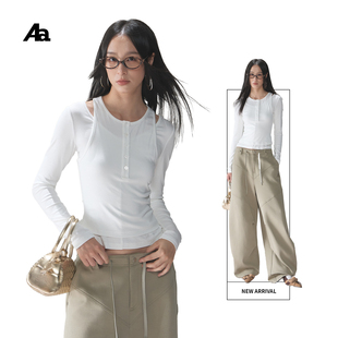 上衣女打底衫 ACMEAURA巨好看 早秋上衣真两件叠穿上衣秋长袖