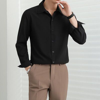 白色衬衫男长袖职业免烫商务正装伴郎结婚面试西装白衬衣秋季