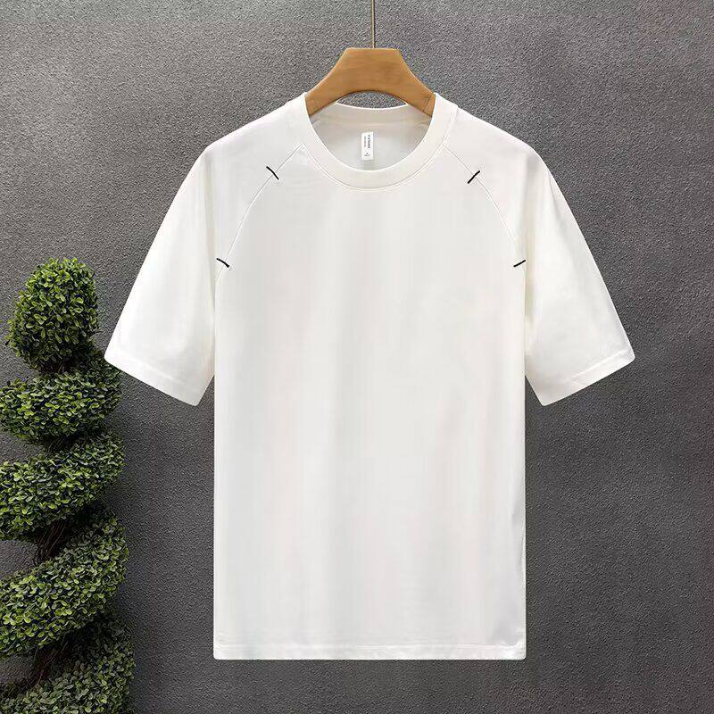 2026年韩版垫肩短袖T恤男夏季金属设计感半袖上衣休闲打底衫小众