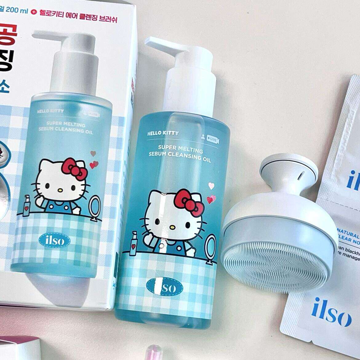 人肉韩代正品ilso HelloKitty联名卸妆油黑头水导出温和清洁毛孔