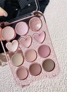 韩国正品colorgram爱心12色眼影盘叶舒华同款珠光哑光西柚暖色系