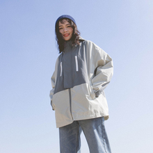 日系学生宽松连帽撞色外套chic帅气女生bf夹克 新品 初界 2019秋季