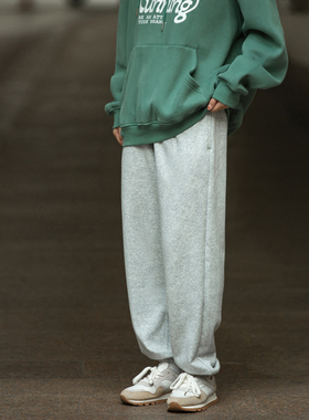 NBN/ 四季可穿基础款纯色百搭灰色卫裤慵懒风垂感束脚运动裤加绒