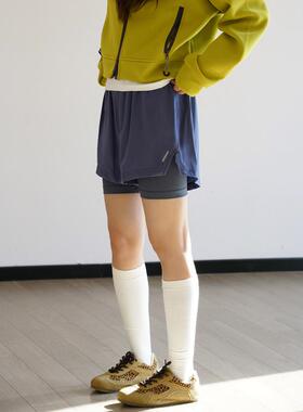 NBN夏款瑜伽运动短裤户外小个子女生跑步速干A字裤假两件露营溯溪