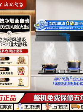 海尔麦浪全自动C50Pro吸抽油烟机家用厨房大吸力小红花静音油烟机