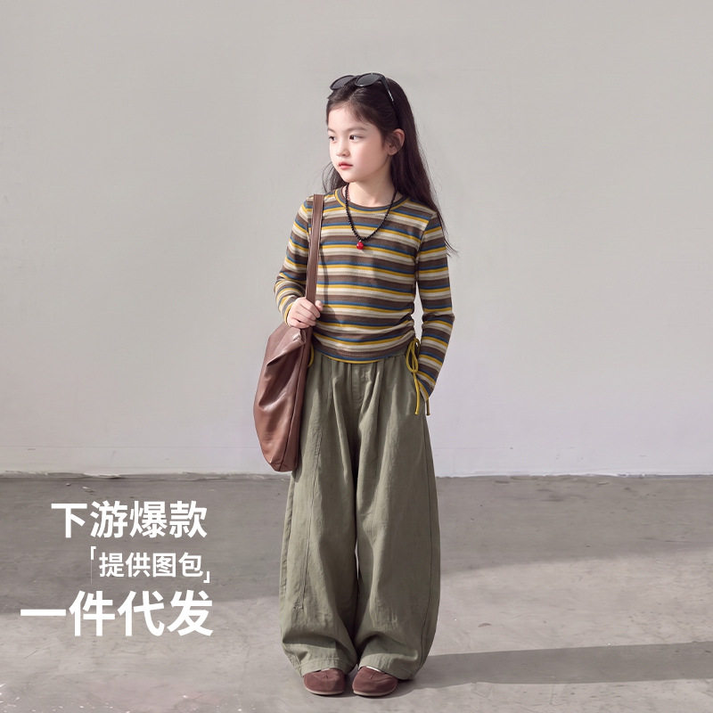 女童秋季条纹套装2026新款儿童韩系早秋穿搭女孩春秋衣服洋气时髦