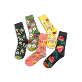 2024秋冬新款 男女同款 中筒袜ins复古港风提花袜子百搭潮流