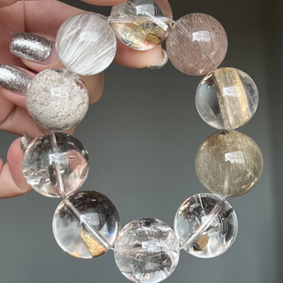 天然招财转运金发晶异象幽灵水晶手链定制女款圆珠串珠手串饰品28