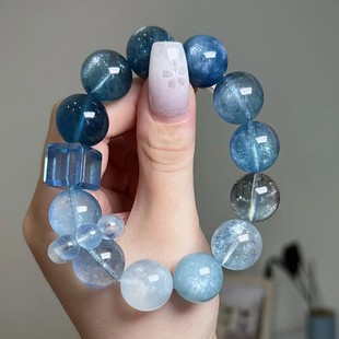 天然水晶手串海蓝宝蓝色系夏日海洋风小众饰品【海岚之境】