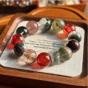 高端天然水晶兔毛发晶幽灵招财多宝圆珠手串手链女款原创饰品41