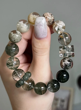 原创设计满天星彩幽灵绿幽灵绿发晶水晶手链【弥森】DIY手链礼物