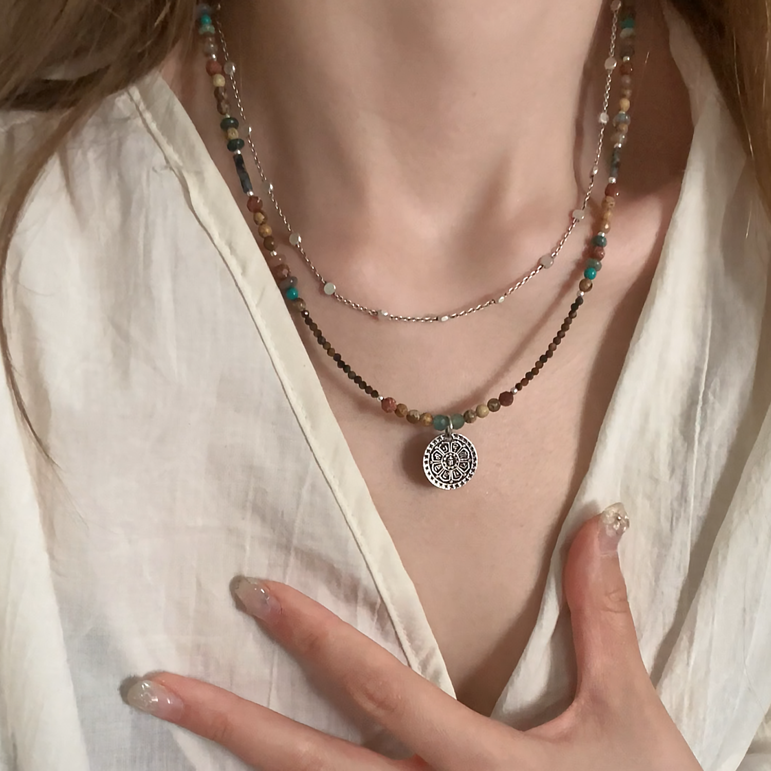 925银 【禅语罗盘项链】手工复古藏式民族风转运中式禅意罗盘项链