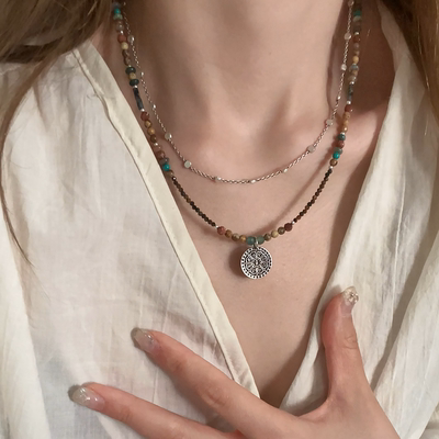 925银 【禅语罗盘项链】手工复古藏式民族风转运中式禅意罗盘项链