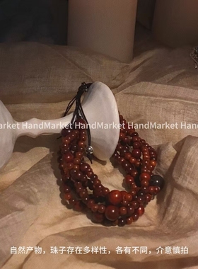 925银手链 【多层木质抽拉设计手串】复古手工简约中古感宫廷手串