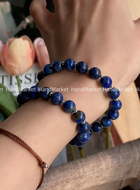 925银 JIUJIU【露丝同款巨显白双圈蓝手串】蓝色轻奢青金石手串