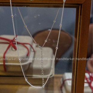 JIUJIU 简约百搭叠带项链0221 简约隔珠银链