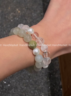 925银 JIUJIU【牛油果月光】手工气质白色轻奢小众温柔水晶手作