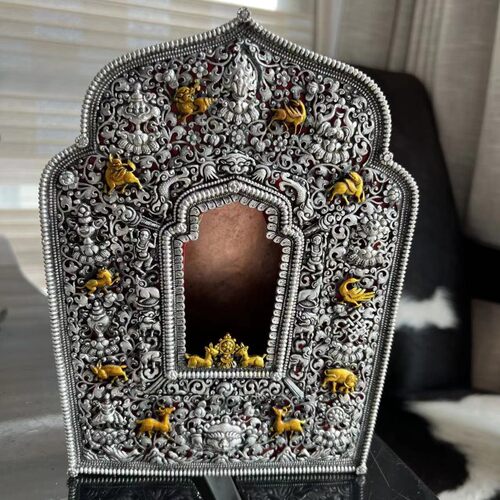 2022新款藏族藏式嘎吾盒白铜镀银精致配饰复古不掉色新款民族大号