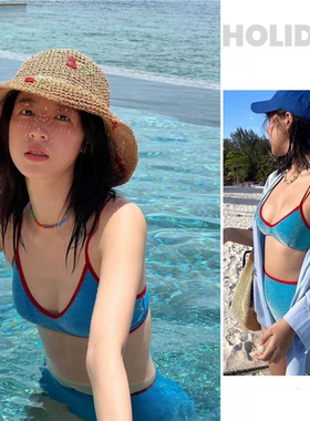 周雨彤同款2025新款泳衣女款超性感比基尼遮肉网红款保守游泳衣