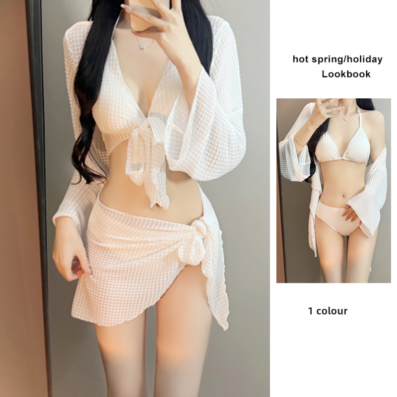 长袖防晒四件套分体泳衣女式