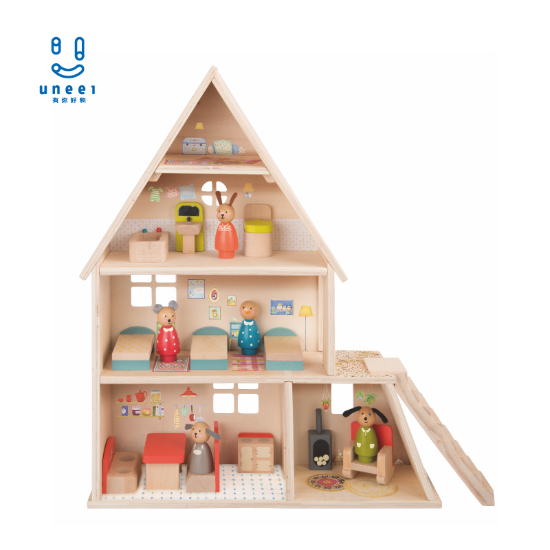 法国别墅小木偶角色过家家玩具