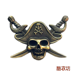 哈雷海盗船长骷髅徽章胸针个性加勒比时尚机车摩托朋克帽徽