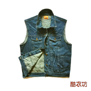 手工制作闪电条纹牛仔马甲哈雷机车摩托朋克男女加大码