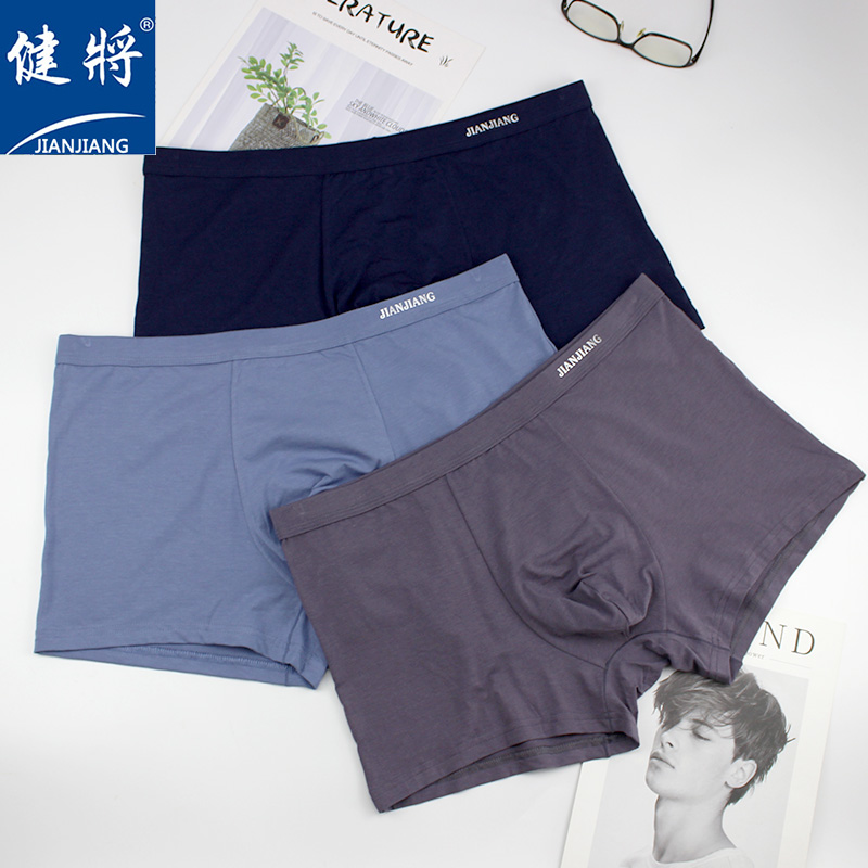 健将肥佬男士平角内裤纯色简约