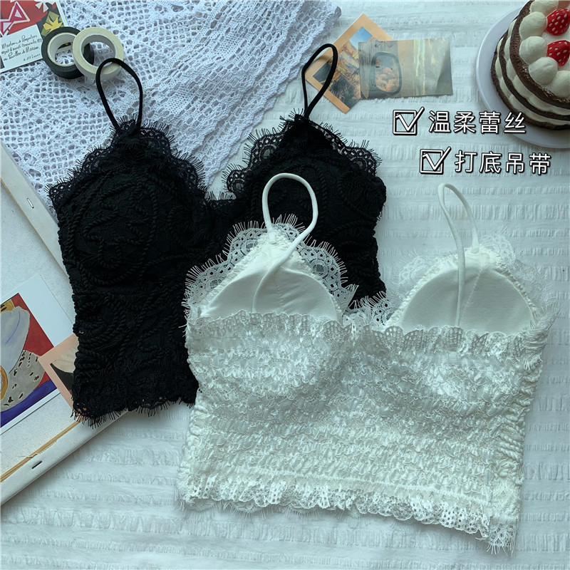 Real shot real price net red sexy lace suspender vest women's suit with top design short underpants