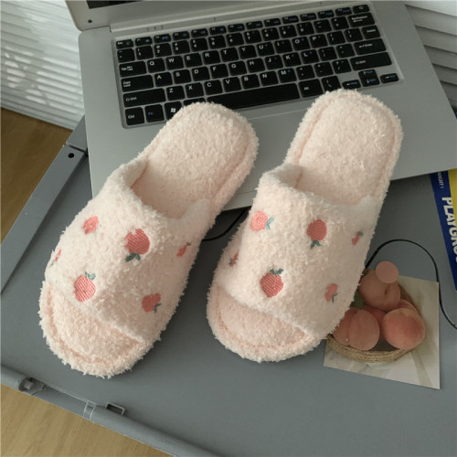 Real shot real price Korean sweet girl Japanese cute hairy warm home anti slip indoor cotton slippers