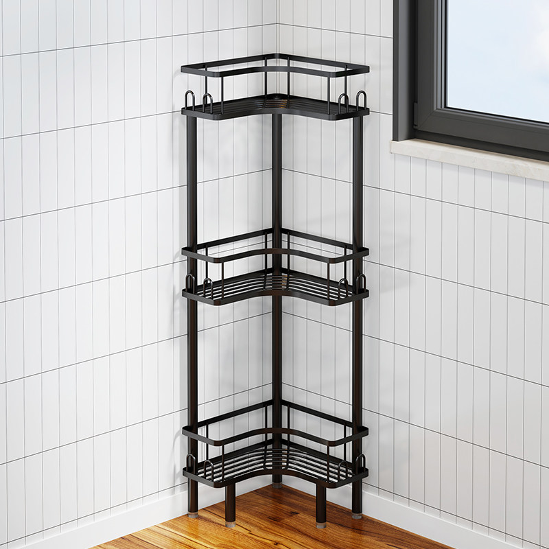 化妆室三角墙角落地置物架厕所沐浴露用品架子转角三脚层架子神器
