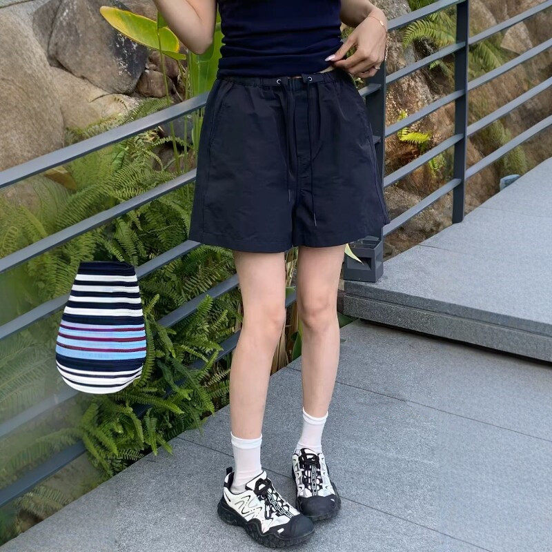 高品质清爽百搭四分短裤女2026夏新款松紧高腰薄款a字西装阔腿裤