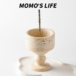 黄洞石香插侘寂风底座香托高级感点香器线香香薰摆件轻奢香薰炉子