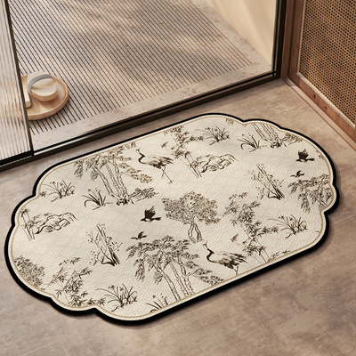 新中式异形硅藻泥地垫淋浴房吸水速干地毯卫生间浴室门口防滑脚垫