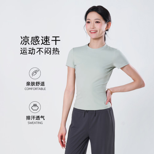 女款正肩短袖t恤夏季速干运动风