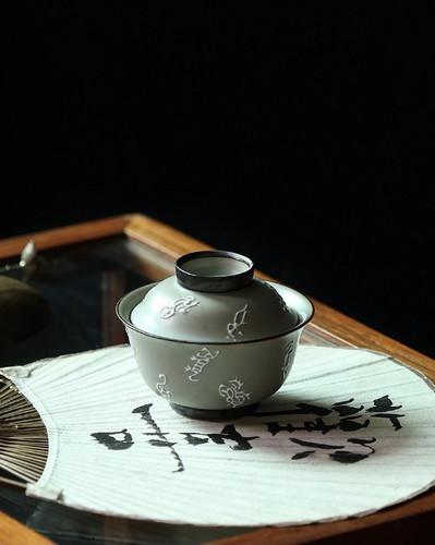 甲骨文盖碗二才泡茶器家用盖碗复古风灰色盖碗容量110cc