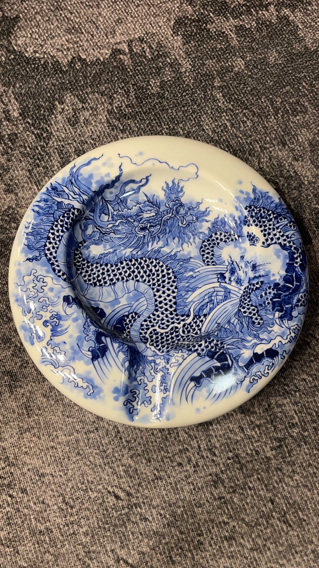 新品重工仿清苍龙景德镇手工手绘陶瓷烟灰缸青花瓷雪茄缸轻奢送人