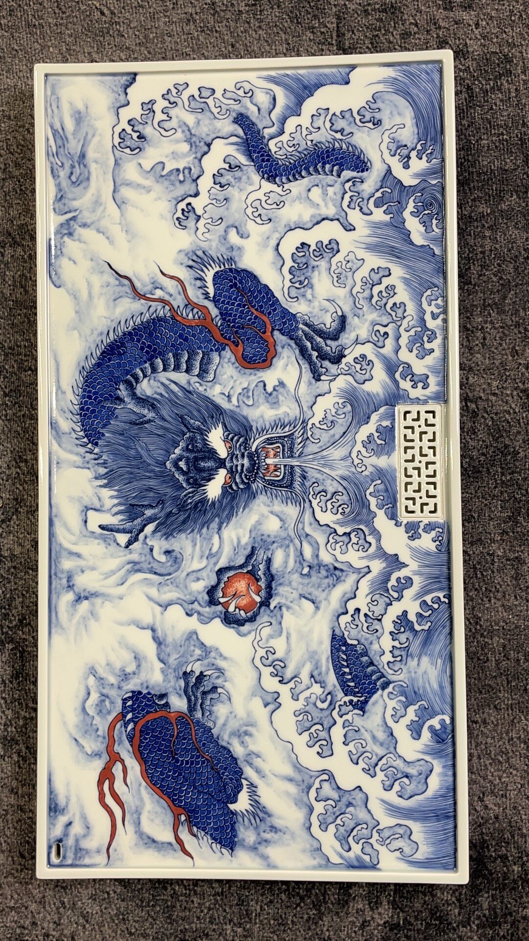 新品50*26干湿元釉下吐水墨龙茶盘景德镇陶瓷茶盘排水式手绘送人