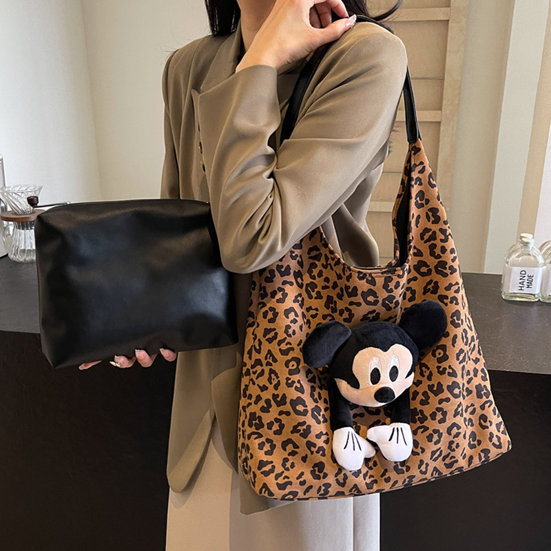 邦妮2024秋新款豹纹单肩子母包