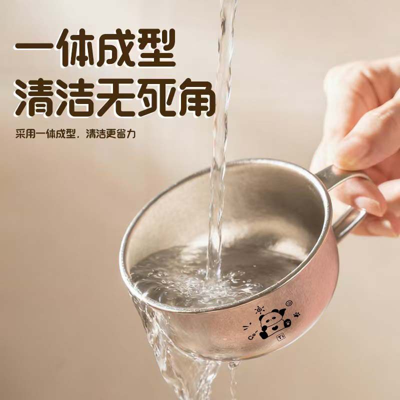 幼儿园牛奶杯纯钛宝宝敞口学饮杯儿童喝水杯迷你小杯子防摔手柄杯