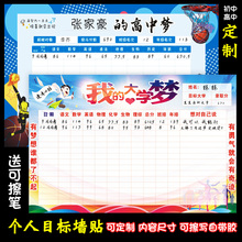 定制个人高中目标墙贴画高中大学梦高初中考学生自律表可擦写海报