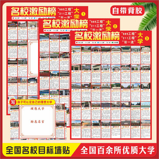 全国名校目标墙贴画激励榜985211双一流工程大学梦分布图理想定制