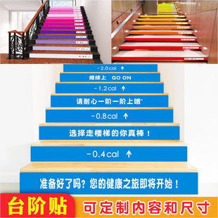 定制健身房运动项目楼梯贴纸燃烧卡路里台阶跆拳道体育踏步贴图画