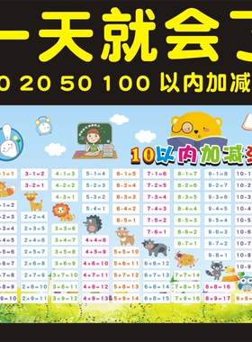 幼小衔接幼儿园大班口算天天练加减乘除法口决表10二十50一百以内