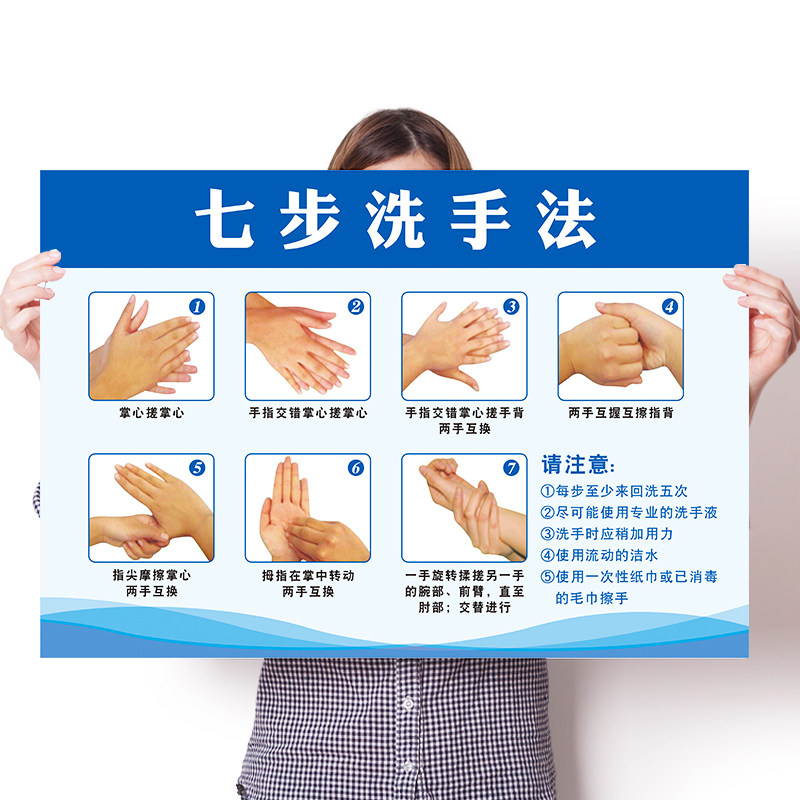 七7步洗手法步骤图墙贴6六部幼儿园卡通医院诊所医用贴纸洗手流程