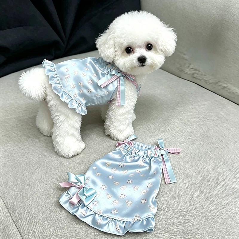 宠物卡通可爱小奶牛吊带连身裙狗狗宠物服装/雨衣