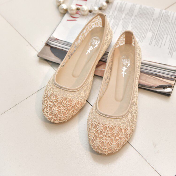 FLAT LARGE SIZE 40 LACE WOMENS SHOES BLACK WORK SHOES DRIVING BEANIE SHOES BALLET SHOES SHALLOW ROUND TOE BOW