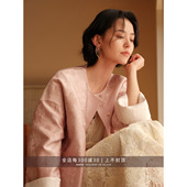 芝美日禾 外套 丝麻双面两穿气质粉色翻袖 福马躍春 马年系列新中式