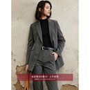 深灰色职业西装 正装 套装 两件套抗皱通勤小个子修身 女裤 芝美日禾