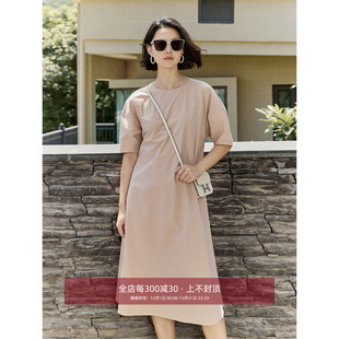 连衣裙女 藏肉显瘦皮粉色全棉短袖 芝美日禾 CHILL纸片人立体泡泡袖